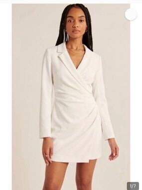 Abercrombie & Fitch Cream Wrap Blazer Dress